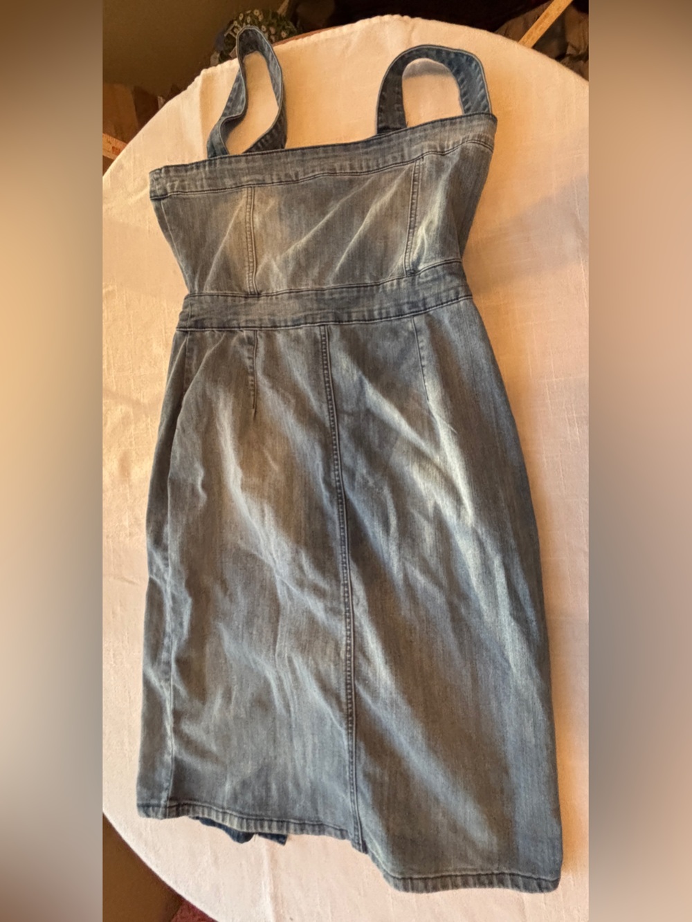 Indigo Robe Denim Button-Front Midi Dress with Straps - Blue Women’s Medium - Picture 4 of 10